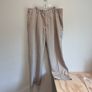 Nike Golf Fit Dry Pants Mens 38x32 Tan Beige Pleated Cuffed Performance Trousers